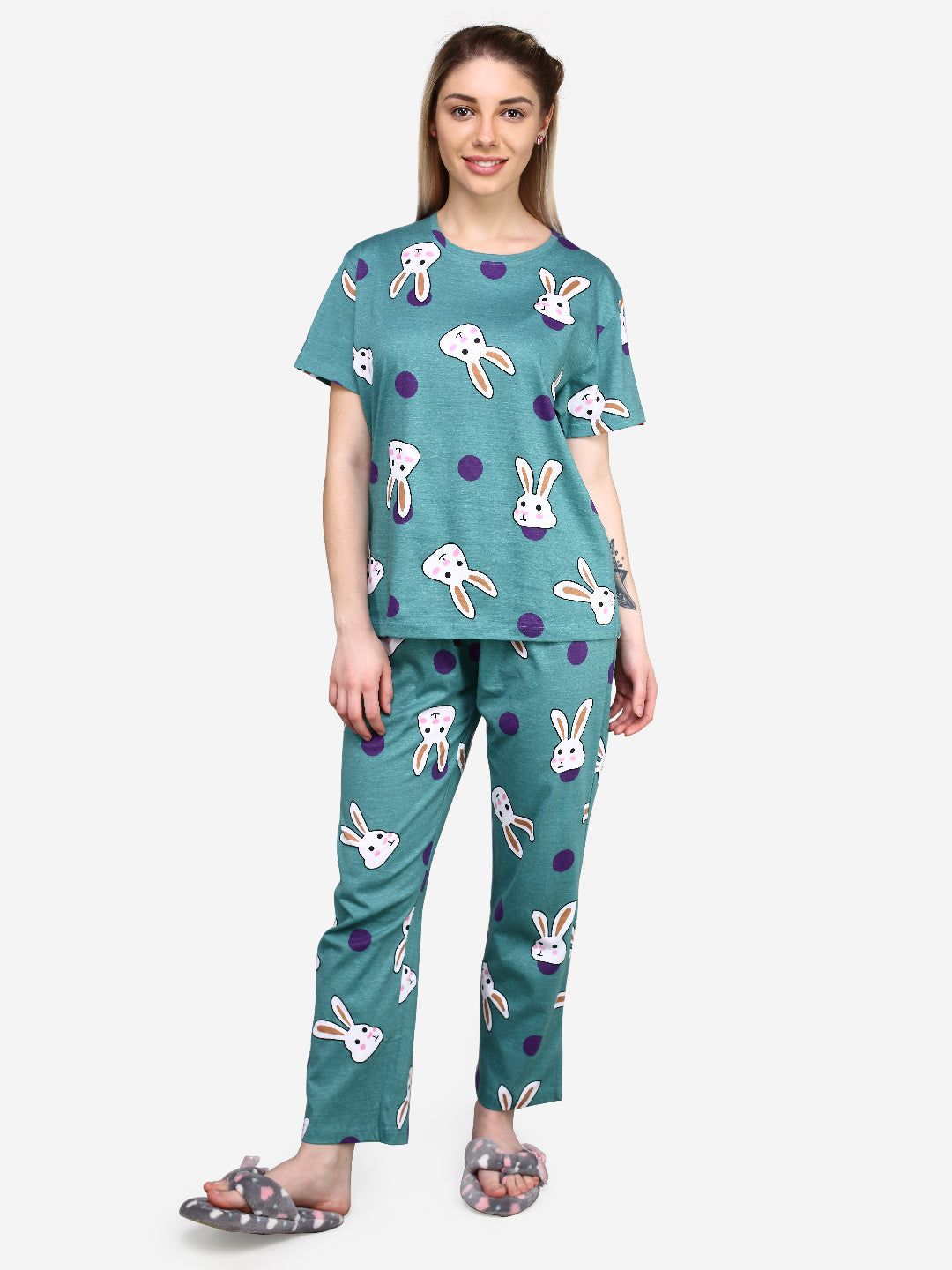 Evolove Cotton Womens Night Suit (Pajama Set)