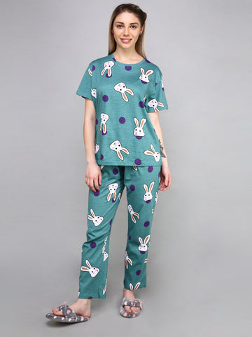 Evolove Cotton Womens Night Suit (Pajama Set)