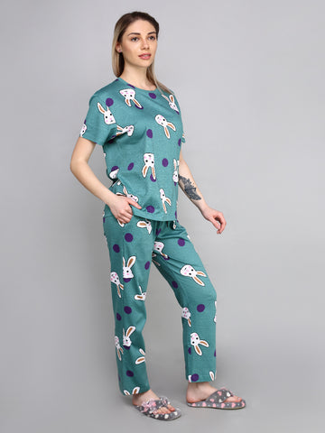 Evolove Cotton Womens Night Suit (Pajama Set)