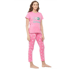 Evolove Women's Pyjama Set Cotton | Tshirt Pyjama Set for Women Night Wear for Daily Use with Pockets & Pants Super Soft Comfortable