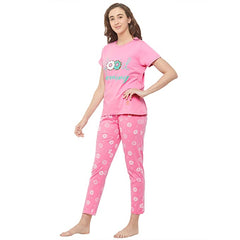 Evolove Women's Pyjama Set Cotton | Tshirt Pyjama Set for Women Night Wear for Daily Use with Pockets & Pants Super Soft Comfortable