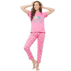 Evolove Women's Pyjama Set Cotton | Tshirt Pyjama Set for Women Night Wear for Daily Use with Pockets & Pants Super Soft Comfortable