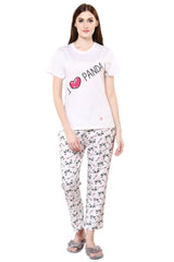 White I Love P & a Printed Pajama Set