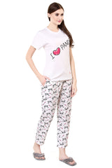 White I Love P & a Printed Pajama Set