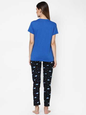 Evolove Women's Hosiery Cotton Round Neck Panda Print Night Suit (Pyjama Set) Get free eyemask inside of any design