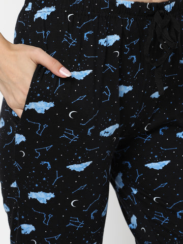 Evolove Women's Hosiery Cotton Round Neck Panda Print Night Suit (Pyjama Set) Get free eyemask inside of any design