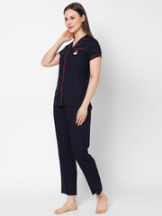 Evolove Women's Viscose Liva Super Soft Shirt & Pajama Night suit set ,(BTS Heart Symbol embroidery on pocket), Various colour Options & sizes M - XXL