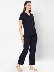 Evolove Women's Viscose Liva Super Soft Shirt & Pajama Night suit set ,(BTS Heart Symbol embroidery on pocket), Various colour Options & sizes M - XXL