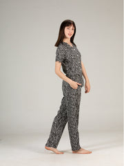 Pyjamas Top Pants Set for Daily Use Winter Night Wear with Pockets Buttons Elastic Waist Viscose Liva Super Soft Comfortable