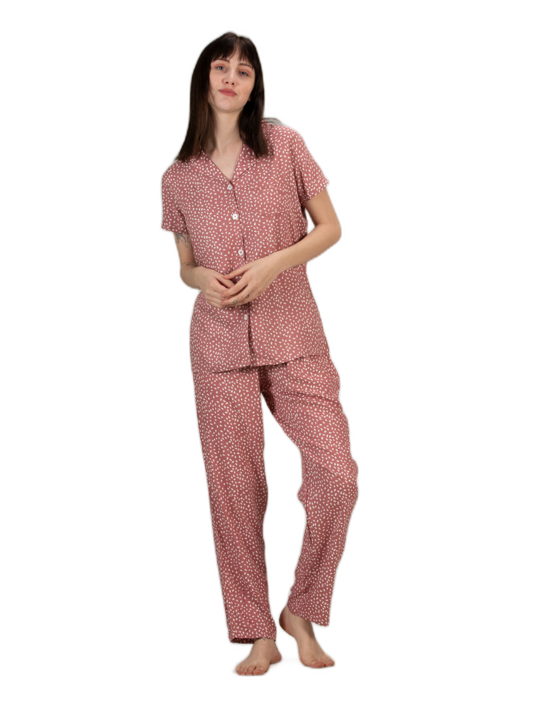 Evolove Women Pyjamas Top Pants Set for Daily Use Winter Night Wear with Pockets Buttons Elastic Waist Viscose Liva Super Soft Comfortable ( S to 2XL Size )