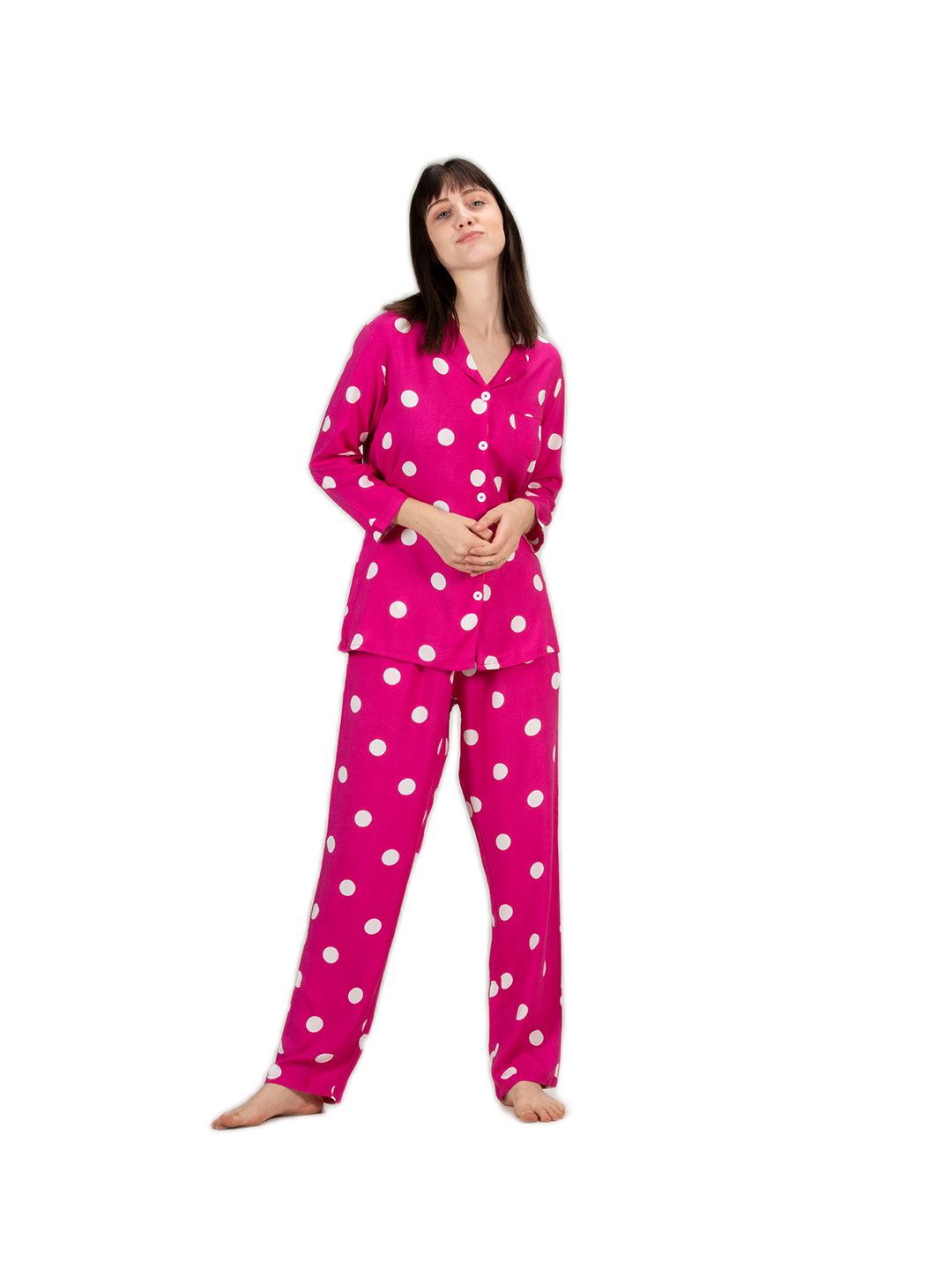 Evolove Women Pyjamas Top Pants Set for Daily Use Winter Night Wear with Pockets Buttons Elastic Waist Viscose Liva Super Soft Comfortable ( S to 2XL Size )