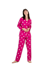 Evolove Women Pyjamas Top Pants Set for Daily Use Winter Night Wear with Pockets Buttons Elastic Waist Viscose Liva Super Soft Comfortable ( S to 2XL Size )