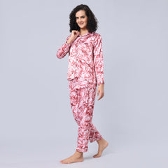 evolove Women Satin Short Sleeve Top and Pyjama Nightsuit Set