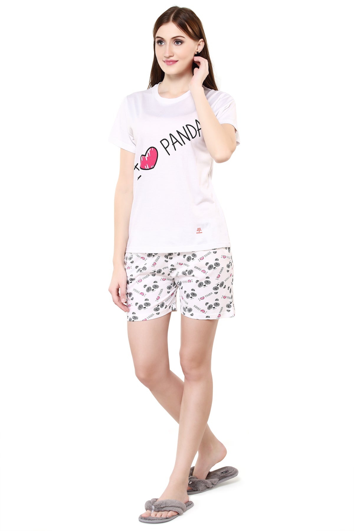 White I Love P & a Printed Shorts Set Get Free Eyemask Inside Of Any Design