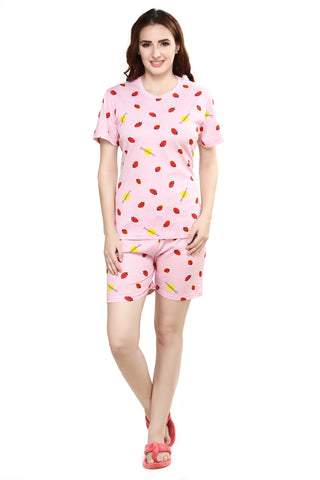 evolove Women's Hosiery Cotton shorts set Night suit
