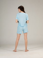 100% Cotton Knitted Shorts & Tshirt Set   Night Wear Suit with Pockets Elastic Waist Super Soft Comfortable