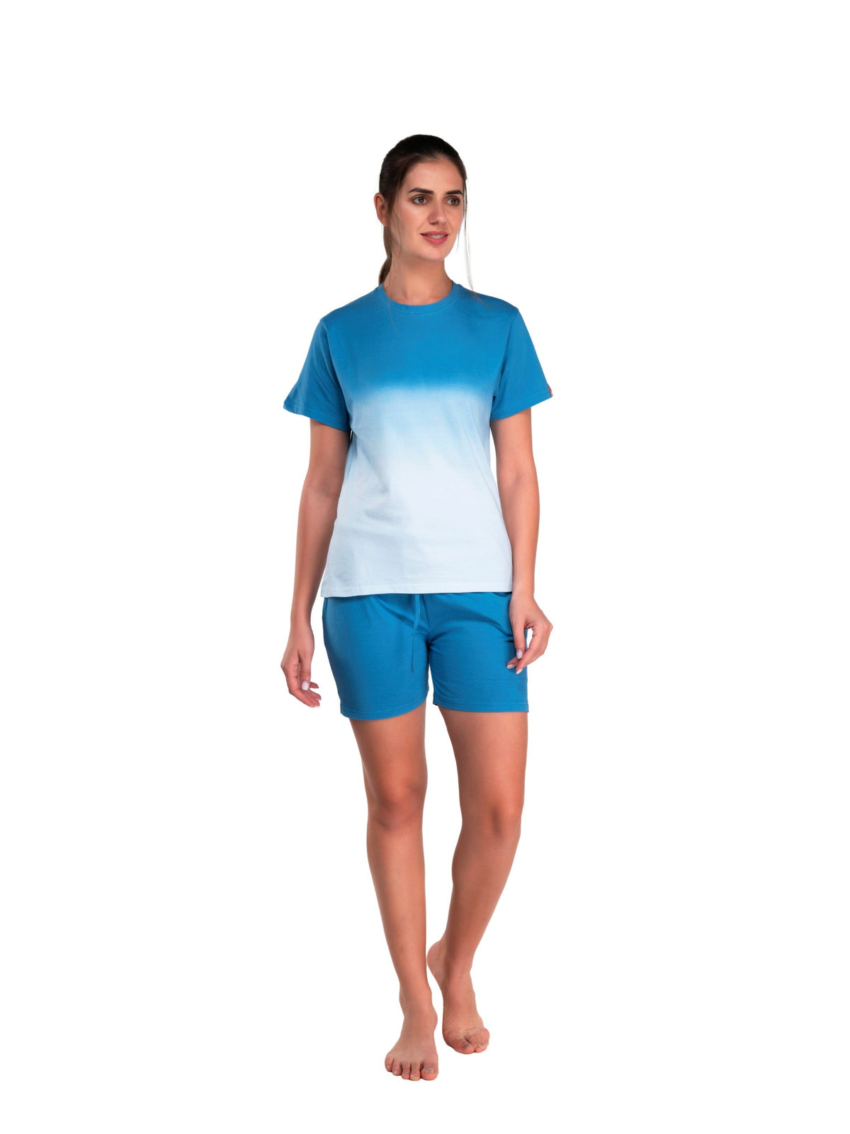 Evolove Women Cotton Tshirt & Shorts Set Tie Dye to Die for Collection with Round Neck Half Sleeve Knitted Super Soft Comfy - Come Fall in Love (S Size)