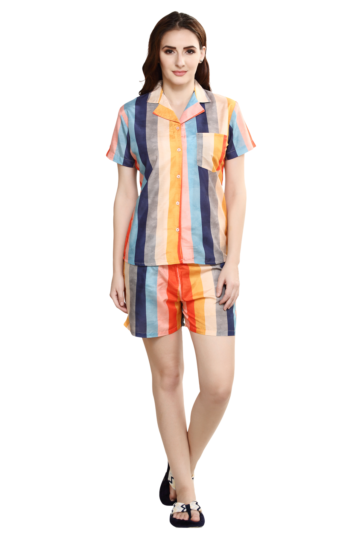 evolove Women's 100% Cotton multi colour Nightsuit (Shorts set) Get Free Eye Mask Inside of any design