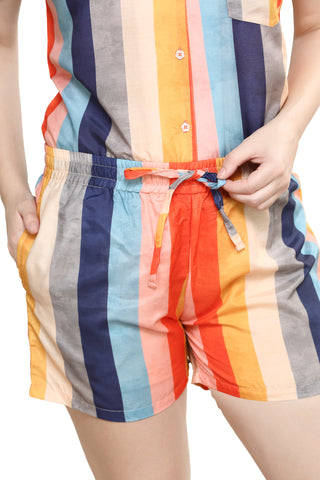 evolove Women's 100% Cotton multi colour Nightsuit (Shorts set) Get Free Eye Mask Inside of any design