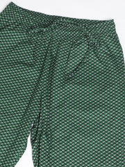 Evolove Women's Cotton Printed Pyjama Relaxed Lounge Pants With Pockets ( Green)