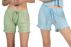 Summer Pastels Shorts Combo Pack of 2 100% Cotton Knitted with Pockets Waistb & Super Soft Comfortable Regular   Night Wear . Really lasting. Our Guarantee you will love it. WARDROBE S.