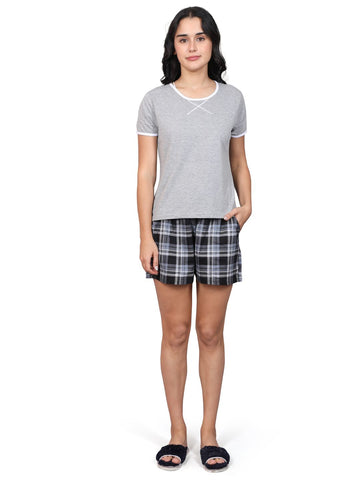Women's 100% Cotton Shorts Set | Round Neck Half Sleeves T-shirt Shorts with Pockets Super Soft Comfortable