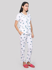 Evolove Women's Cotton Half Sleeves Round Neck Night Suit Set/Top Pyjama Set Super Soft