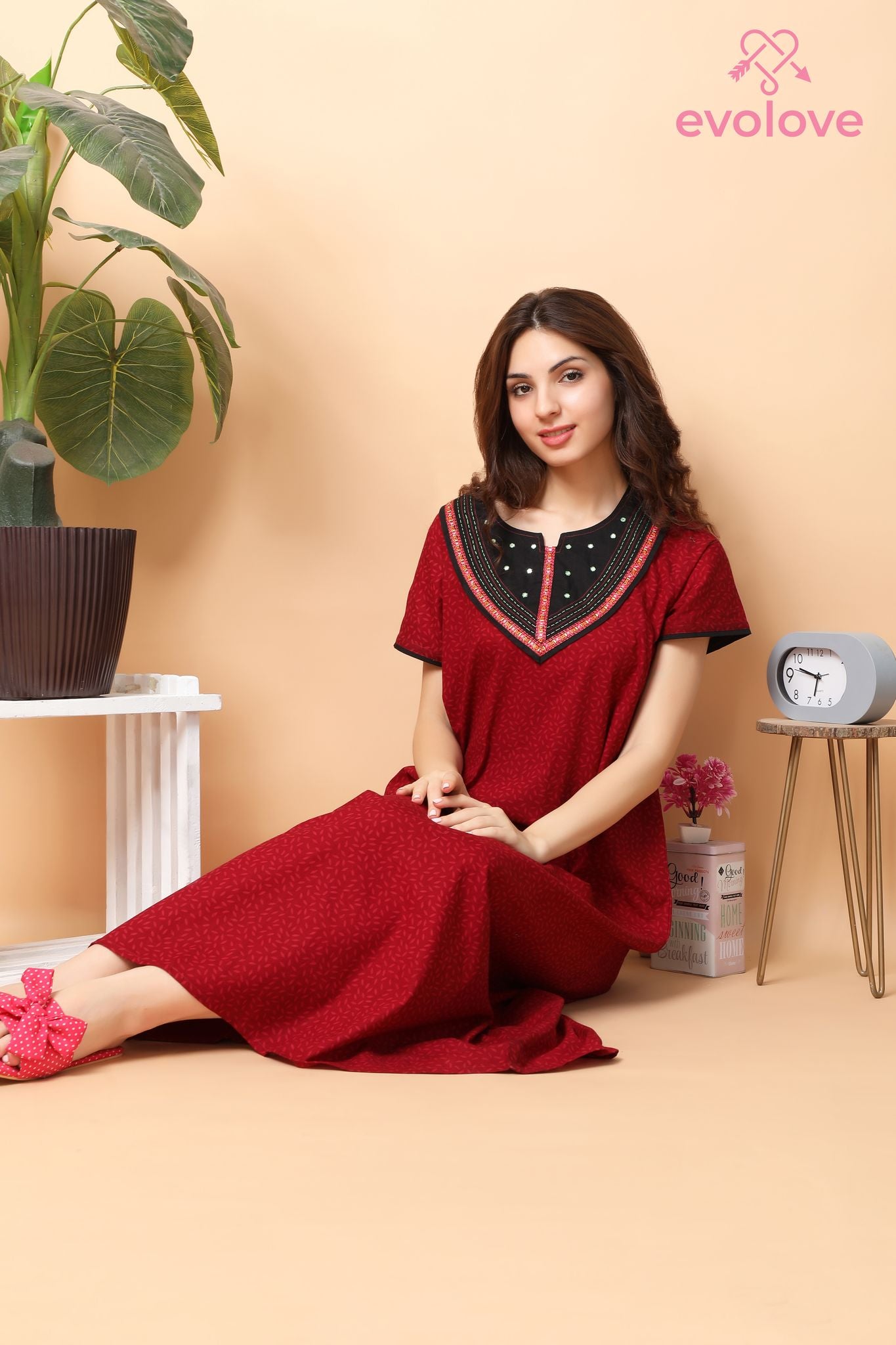 Evolove Women's Cotton Printed Maxi Nighty Sleepwear Super Comfortable – Evolove  India
