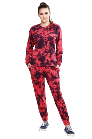 Evolove Red Women's 100% cotton Tracksuit (Night Suit)- super comfortable, sporty and stylish, cotton, our most comfortable (Sizes S to 2XL)