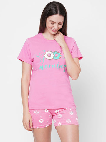 evolove Women's 100% Cotton Knits Printed Nightsuit (Shorts set) Get Free Eye Mask Inside of any design, sleepwear, super soft,